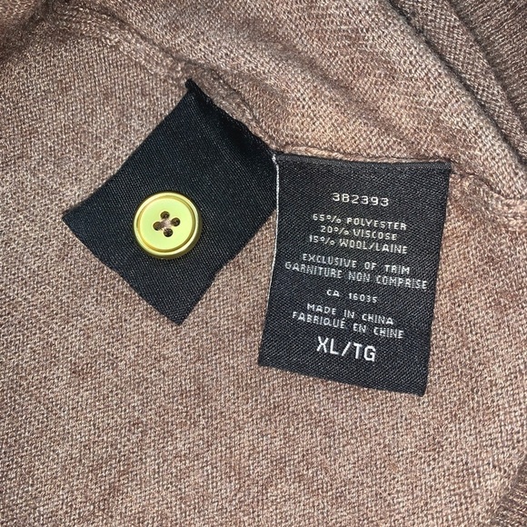 LADY Hathaway V-Neck Brown Grandpa Cardigan Sweater Wool Blend XL - Picture 10 of 10